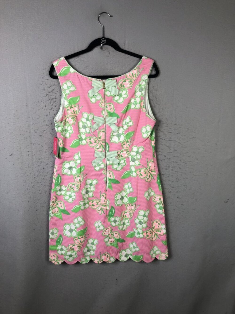 Lilly Pulitzer Dress Womens 14 Pink Butterfly Floral Shift Scallop Hem Nina NEW - Picture 11 of 16